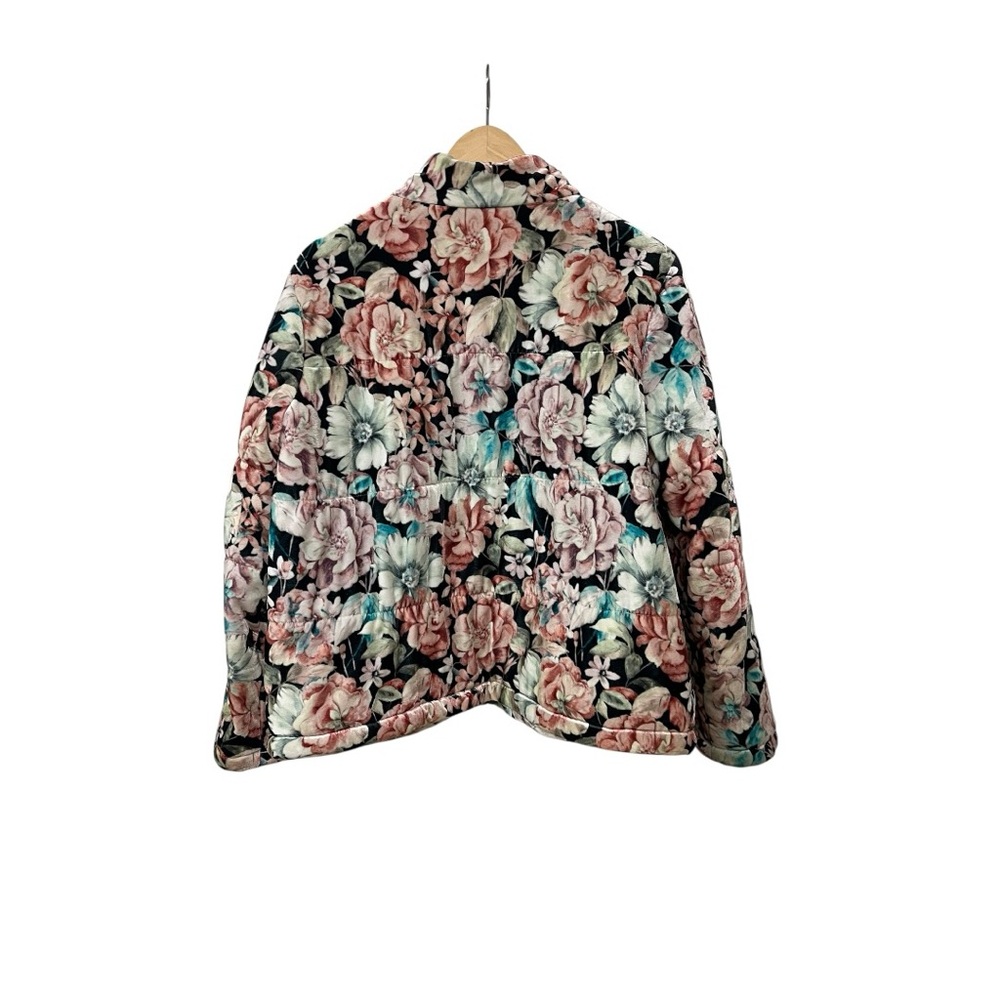 Soft Surroundings Velour Floral Puffer Jacket M - Picture 3 of 5